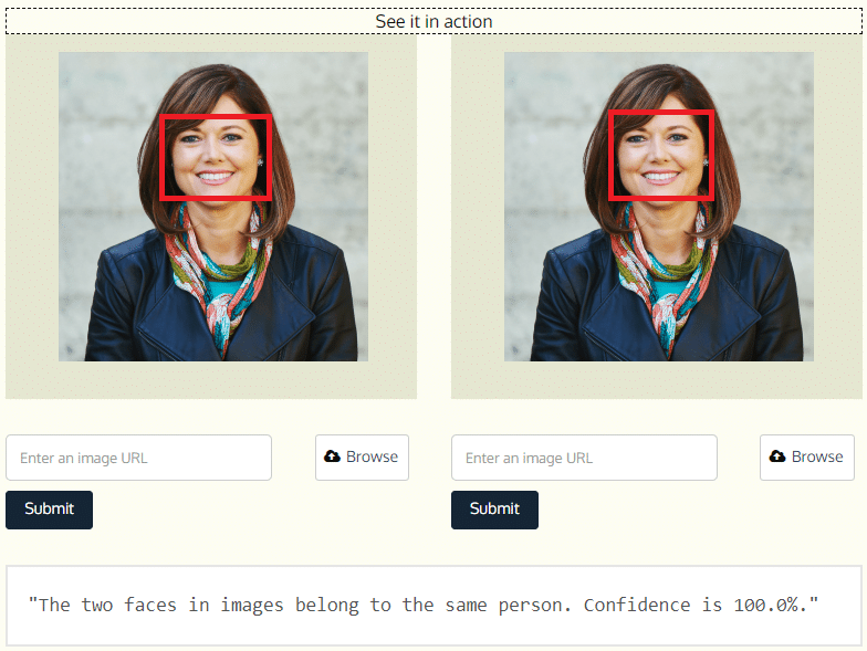 Face verification demo with confidence score